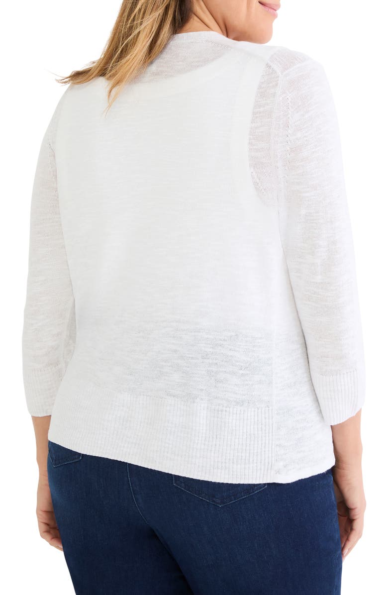 NIC+ZOE Slub Knit Linen Blend 4-Way Cardigan, Alternate, color, Paper White