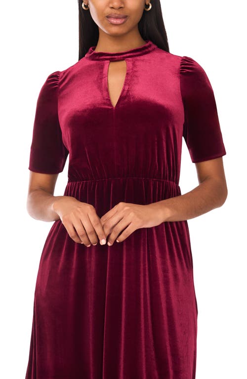 Halogen ® Short Sleeve Velvet Midi Dress In Burgundy