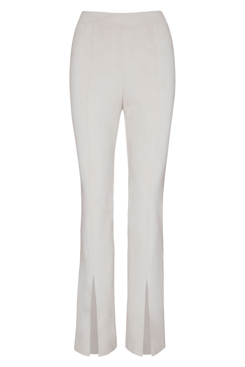 Front Slit Faux Suede Leggings, Alternate, color, BONE