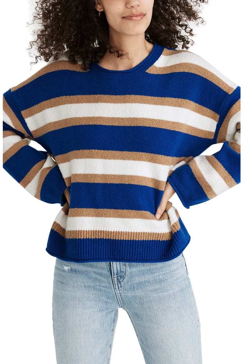 Belmore Striped Pullover Crop Sweater, Main, color, SARATOGA BLUE