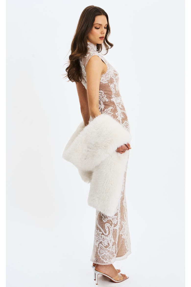 Jazmin Faux Fur Scarf Wrap Stole, Main, color, White