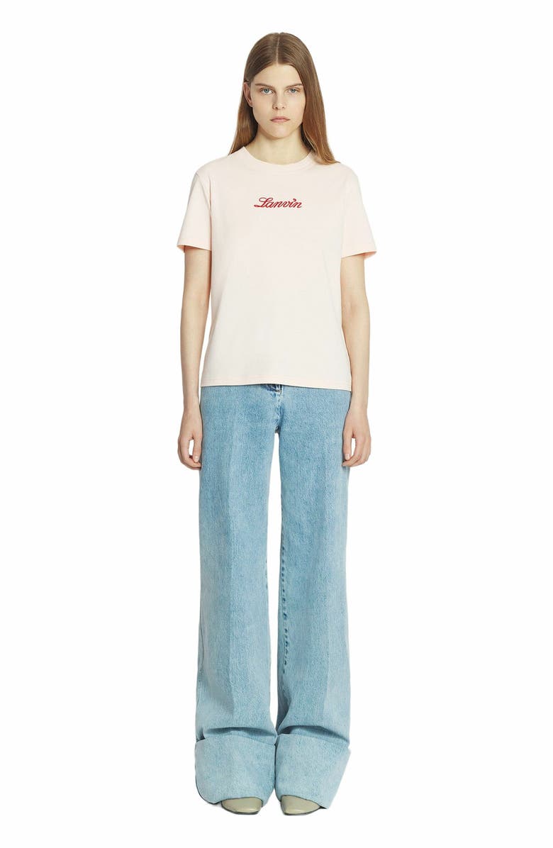 Lanvin Wide-Leg Cuffed Denim Pants, Main, color, 