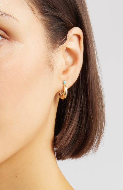 Zoë Chicco Turquoise Stud Huggie Hoop Earrings