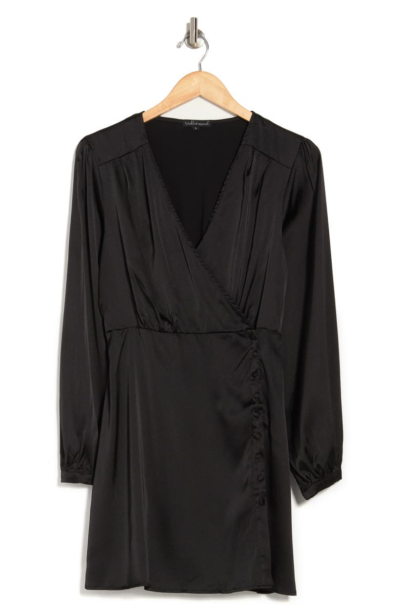 WISHLIST Satin Long Sleeve Mini Dress, Alternate, color, 