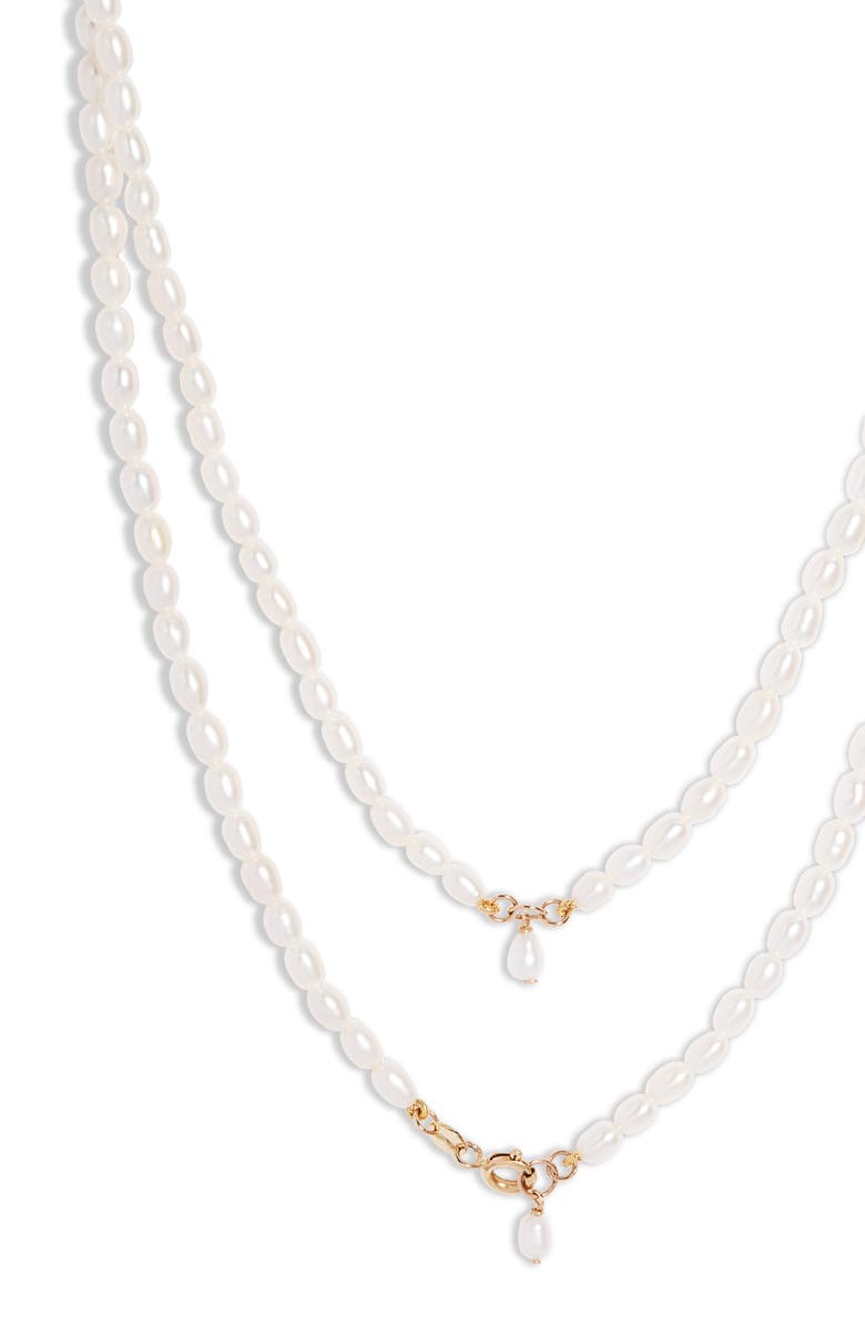 Poppy Finch Long Keshi Pearl Necklace, Main, color, 
