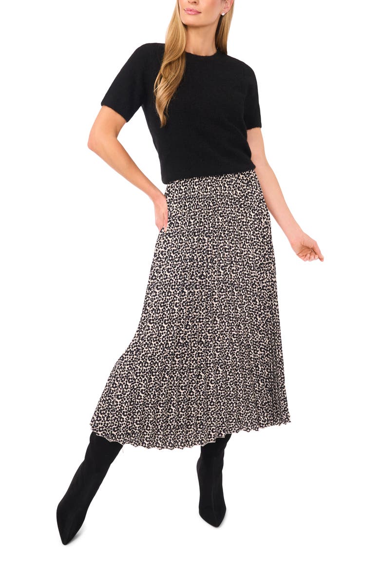 Floral Dot Pleated Skirt, Alternate, color, BIRCH
