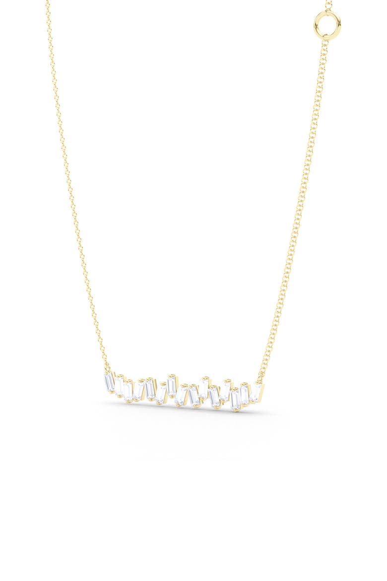 Baguette Lab Created Diamond Bar Pendant Necklace, Main, color, 18K YELLOW GOLD