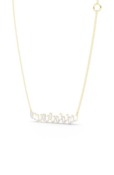 Baguette Lab Created Diamond Bar Pendant Necklace