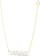 HauteCarat Baguette Lab Created Diamond Bar Pendant Necklace