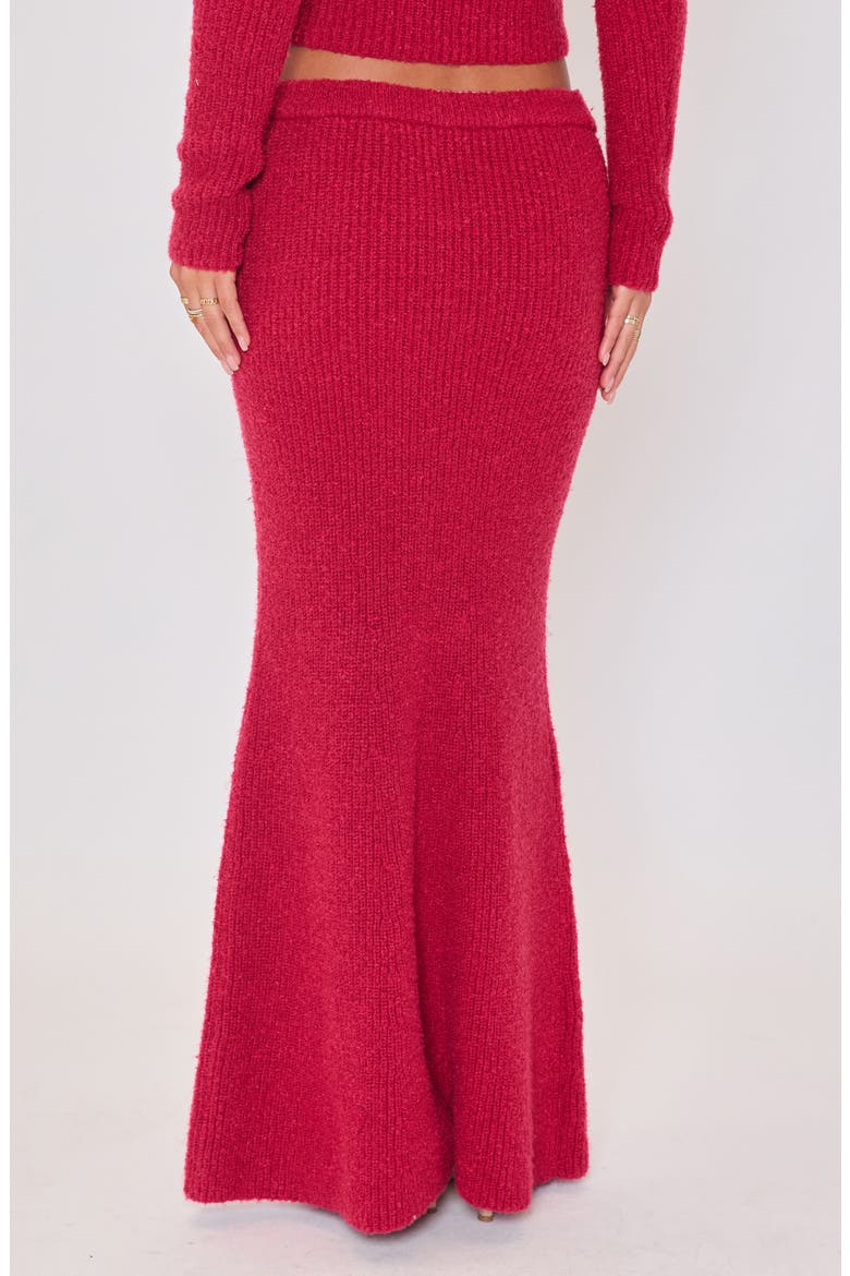 Ruby Flute Rib Maxi Skirt, Alternate, color, WINE