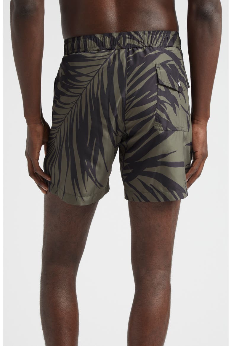 Palm Print Swim Trunks, Alternate, color, OLIVE PRINT