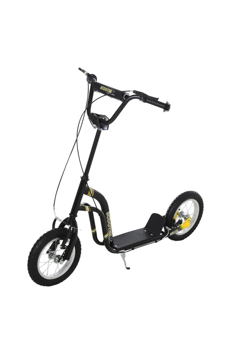 Aosom Youth Scooter with Dual Brakes, Inflatable Front Wheel, Main, color, Black