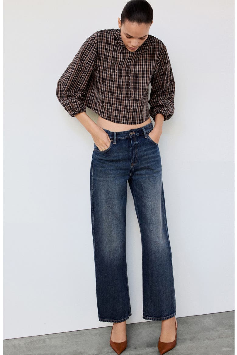 Rhinestone Plaid Top, Alternate, color, BROWN