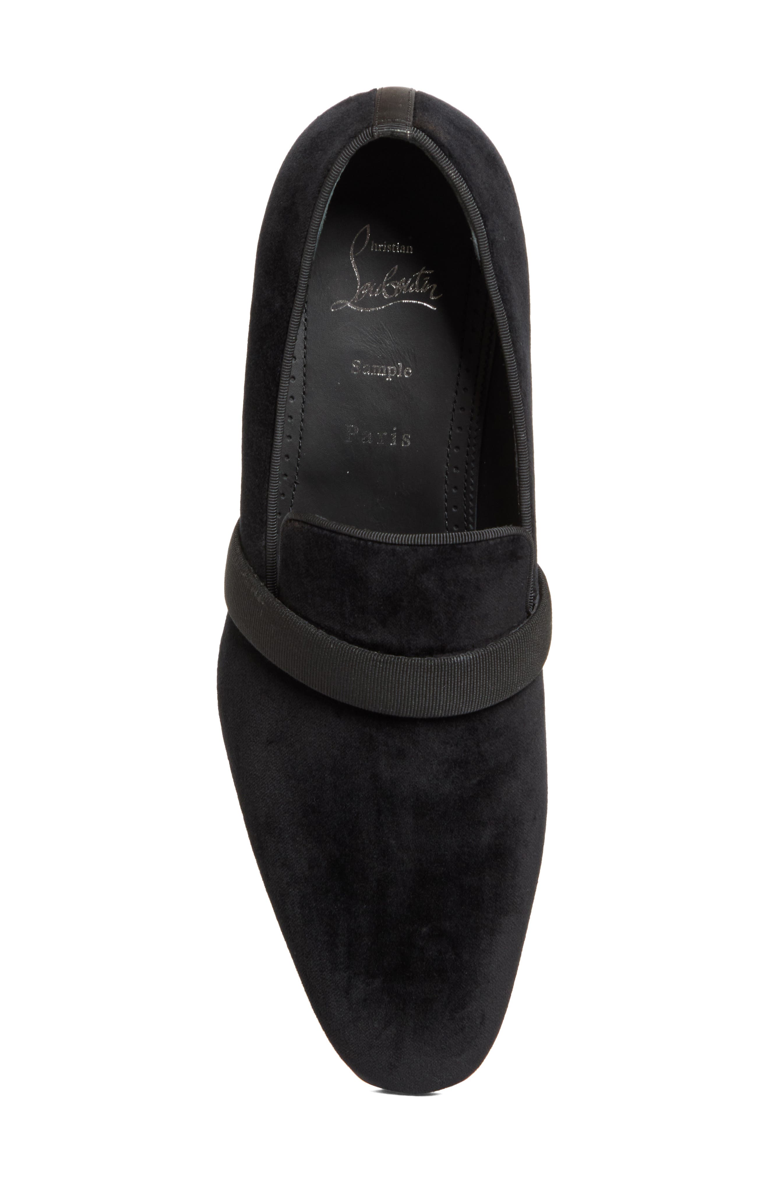 Christian Louboutin Dandy Deco Velour Venetian Loafer, Alternate, color, Black