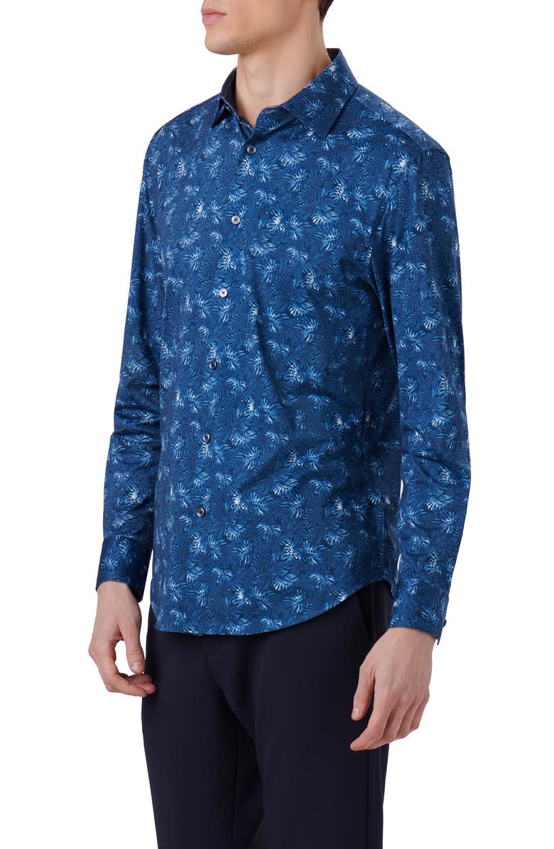 Bugatchi James OoohCotton<sup>®</sup> Leaf Print Button-Up Shirt, Alternate, color,