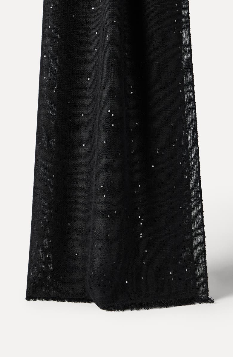 Brunello Cucinelli Cashmere and silk Diamond yarn scarf, Alternate, color, Black