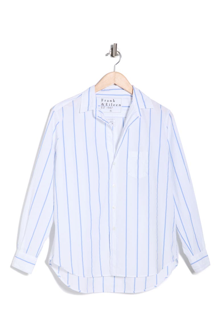 Relaxed Fit Cotton Button-Up Shirt, Alternate, color, WIDE WHITE BLUE STRIPE
