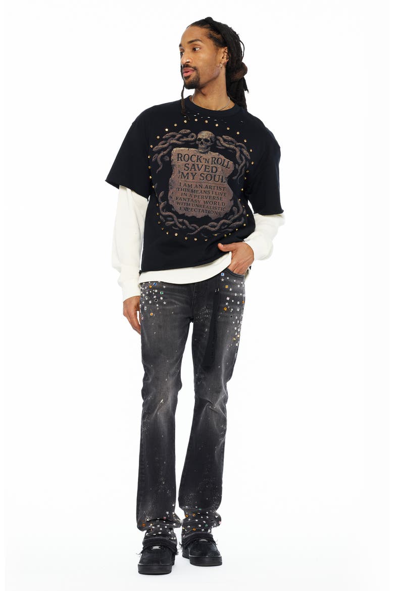Lenny Studded Bootcut Jeans, Alternate, color, STAR
