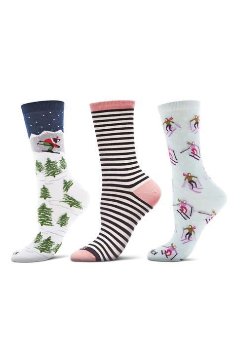Winter Skiing Assorted 3-Pack Crew Socks