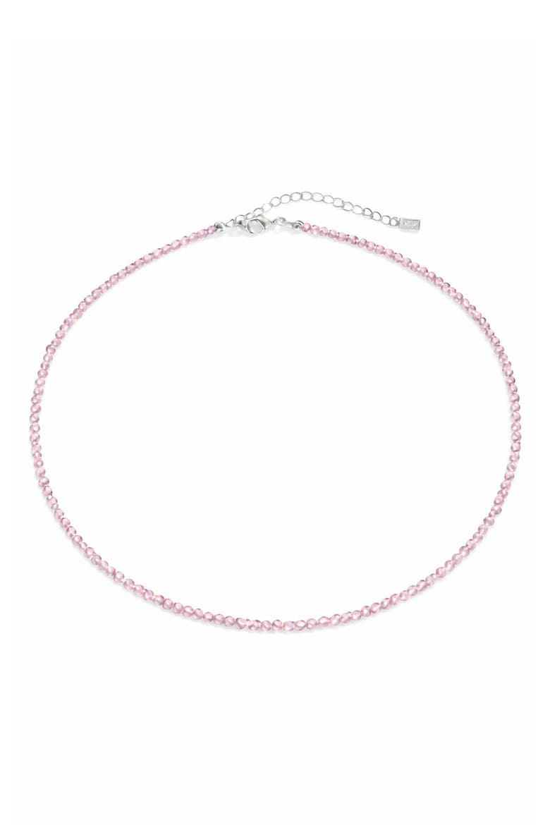 Rose Quartz Beaded Necklace, Main, color, ROSE/ SILVER