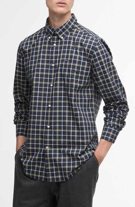 Bramham Tailored Fit Plaid Cotton Button-Down Shirt