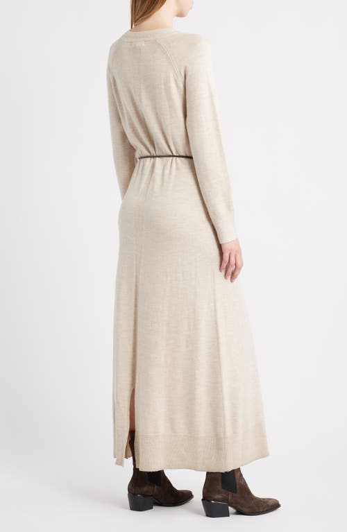 Rag & Bone Loren Long Sleeve Belted Wool Blend Maxi Sweater Dress In Gray