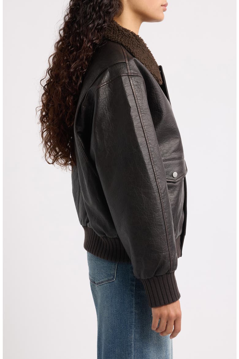 Brooklyn Faux Leather Aviator Jacket, Alternate, color, BROWN