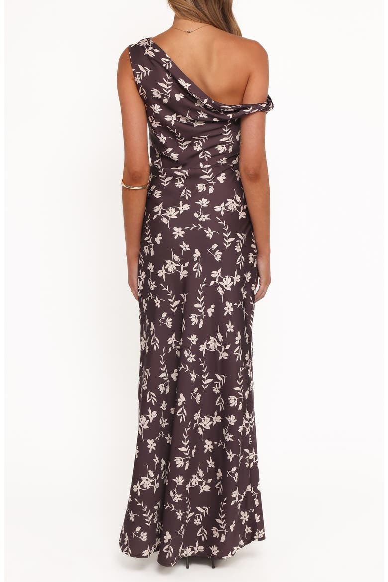 Zafira Floral One-Shoulder Maxi Dress, Alternate, color, BROWN CREAM FLORAL