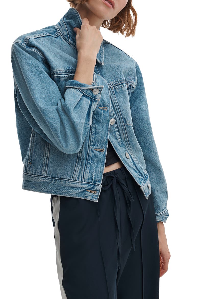 Marie Denim Trucker Jacket, Main, color, EVERGLADE