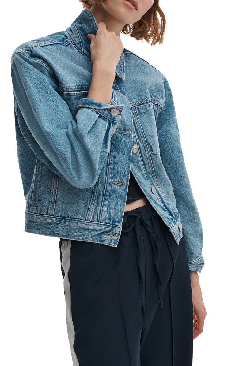 rag & bone Marie Denim Trucker Jacket, Main, color, Everglade
