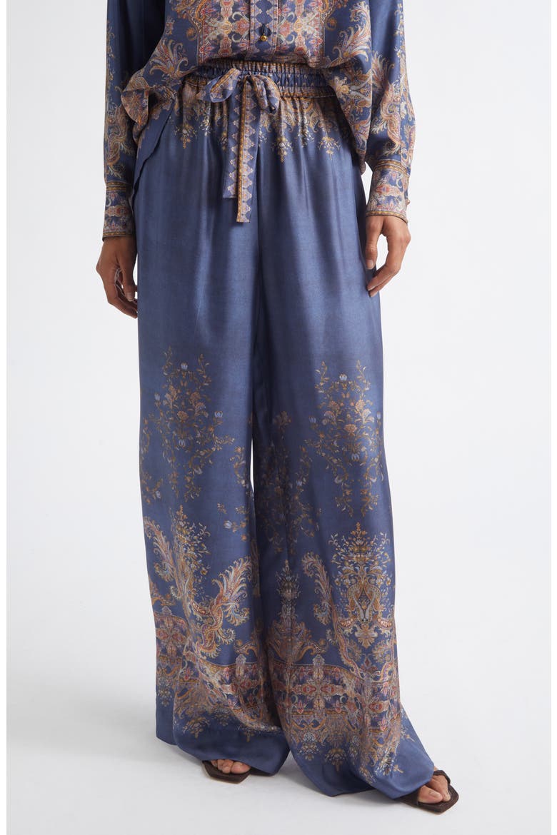 Valiant Print Silk Wide Leg Pants, Main, color, NAVY PAISLEY