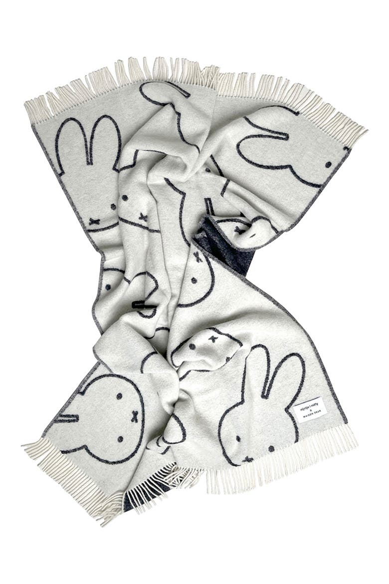 x Miffy Kids' Wool Blanket, Alternate, color, WHITE/ BLACK