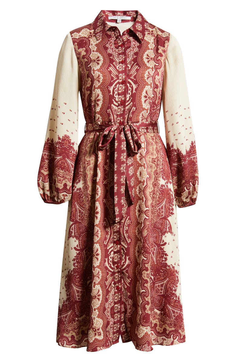 Julia Jordan Placed Print Long Sleeve Shirtdress, Alternate, color, Red Ivory