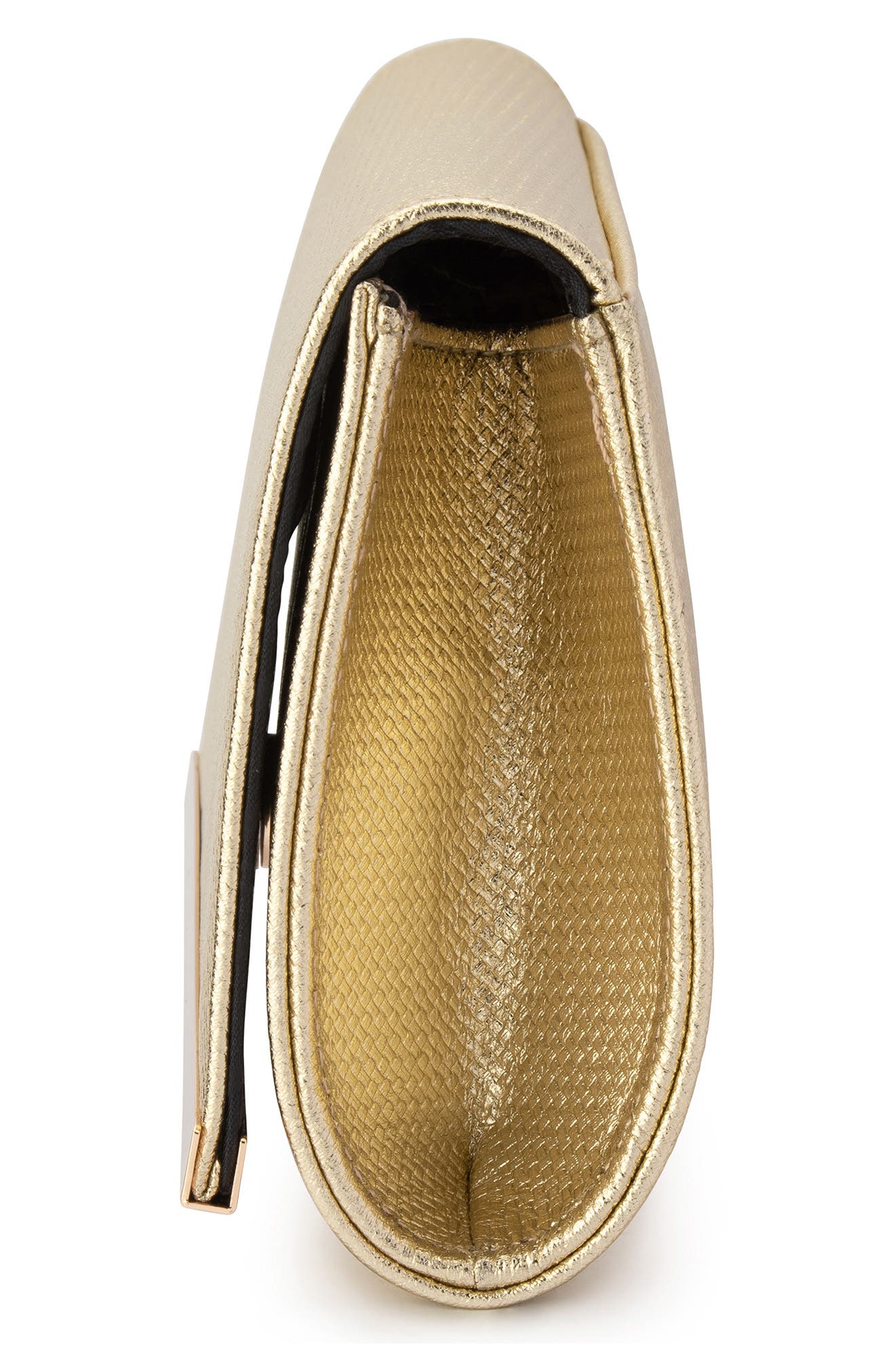 Olga Berg Maddie Metallic Embossed Foldover Clutch, Alternate, color, Gold