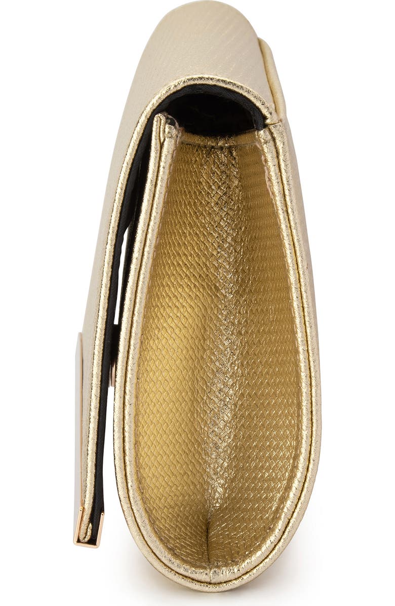 Olga Berg Maddie Metallic Embossed Foldover Clutch, Alternate, color, Gold