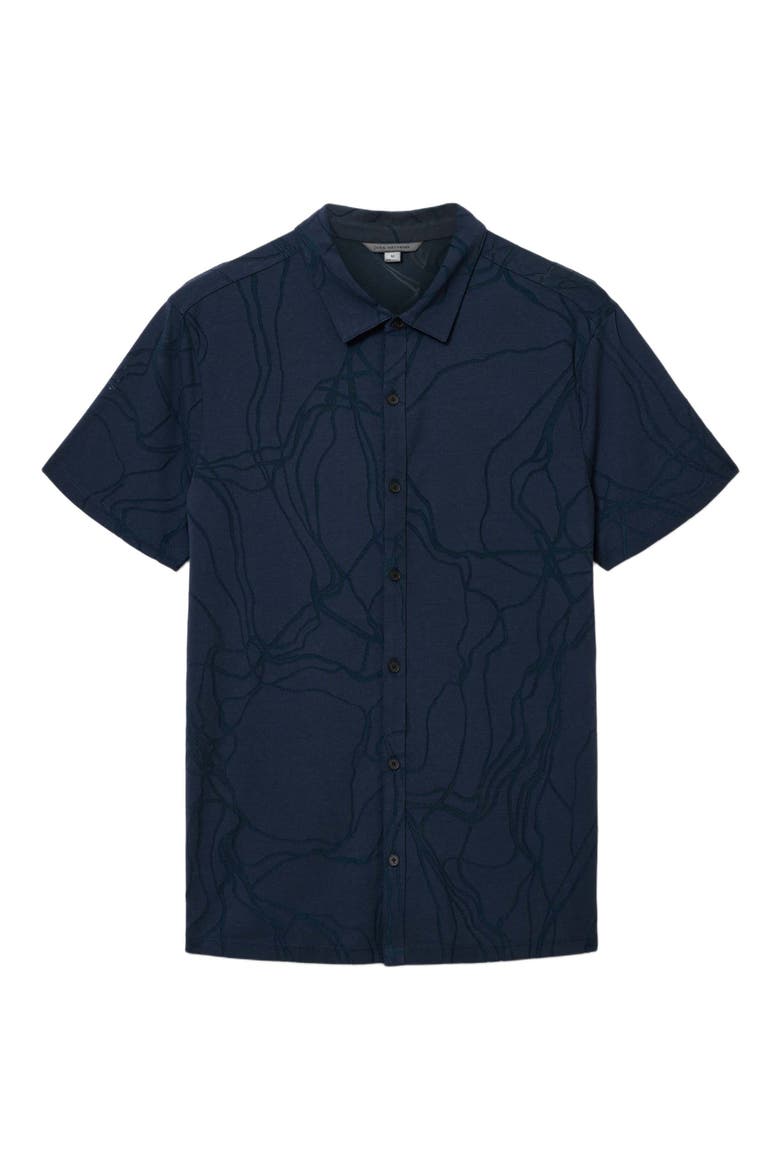 Elio Tangled Burnout Short Sleeve Button-Up Shirt, Alternate, color, NAVY