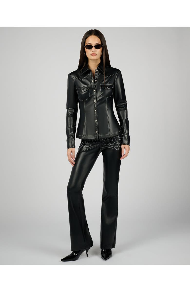 WeWoreWhat Western Button Up Top, Alternate, color, Black