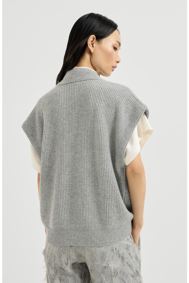 Cashmere English rib wrap cardigan, Alternate, color, Grey