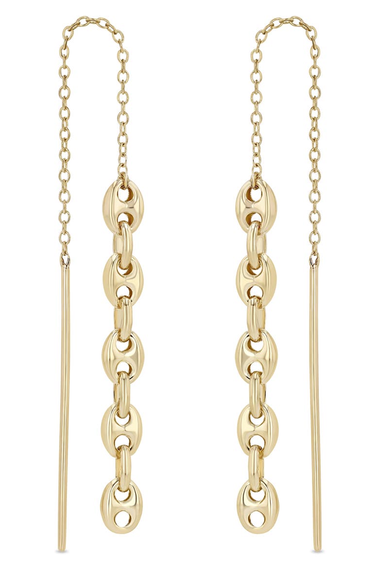 Puffed Mariner Threader Earrings, Main, color, 14K YELLOW GOLD