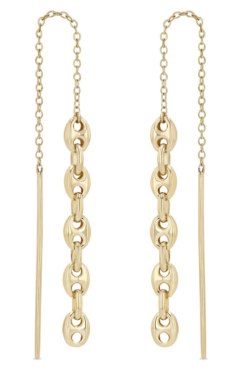 Zoë Chicco Puffed Mariner Threader Earrings, Main, color, 14K Yellow Gold