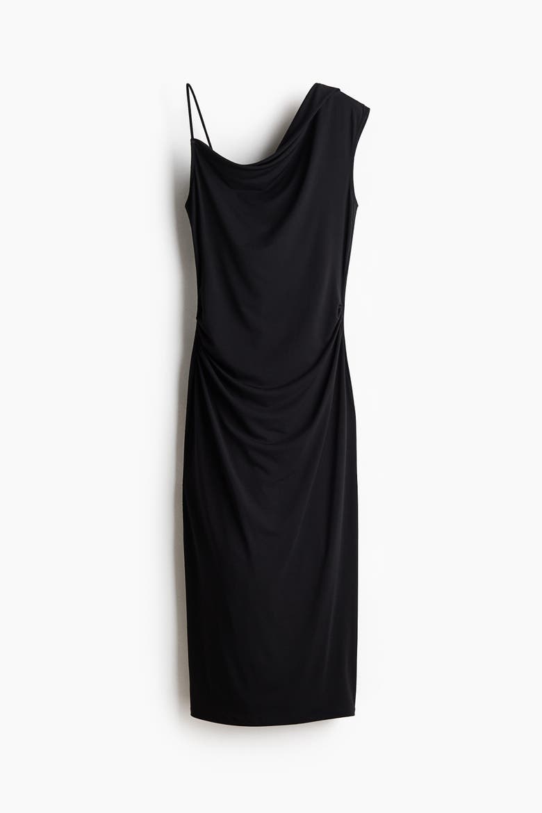 Asymmetric Jersey Dress, Alternate, color, Black