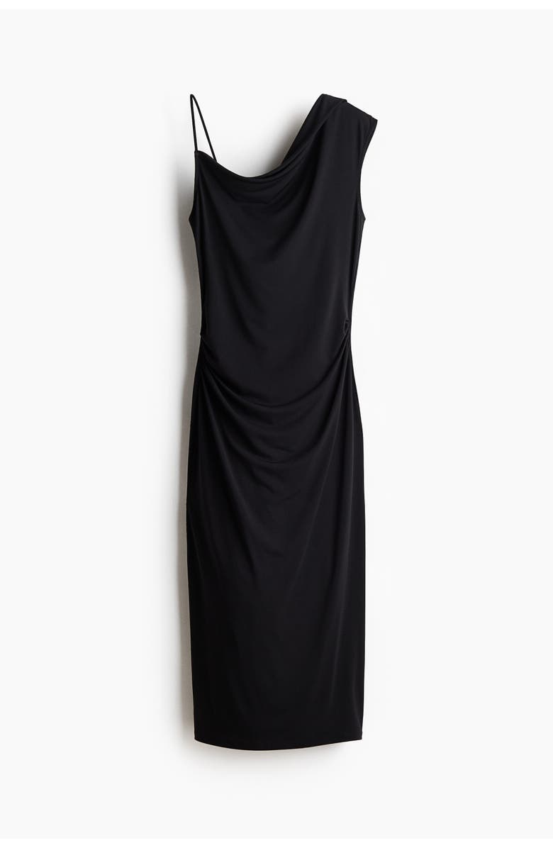 H&M Asymmetric Jersey Dress, Alternate, color, Black