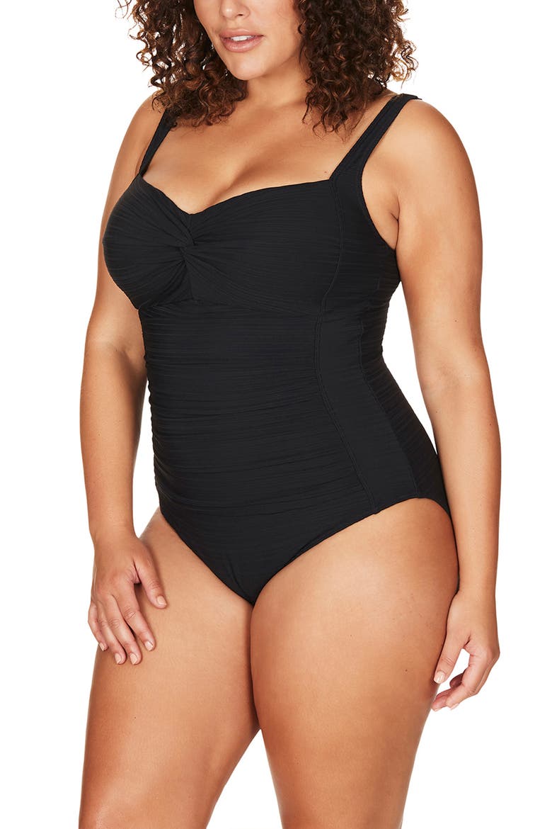 Aria Botticelli C-, D- & DD-Cup One-Piece Swimsuit, Alternate, color, BLACK