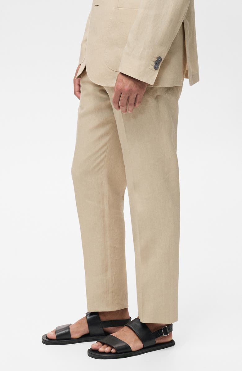 MANGO Slim Fit Linen Dress Pants, Alternate, color, Medium Brown