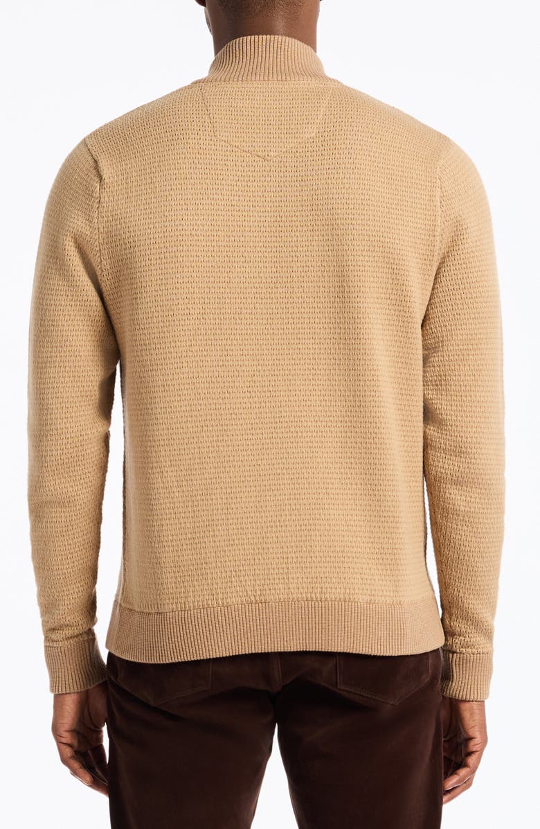 Robert Graham Walton Cotton & Silk Quarter Zip Sweater, Alternate, color, Camel