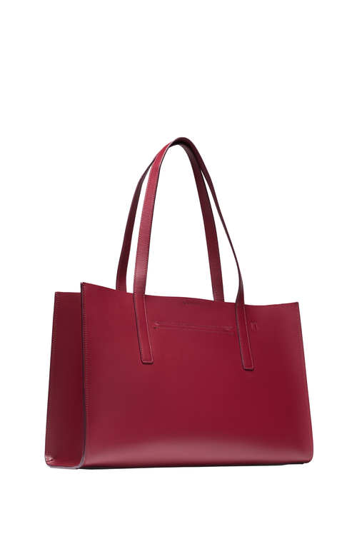 Hyer Goods Upcycled Leather Laptop Tote Bag In Burgundy