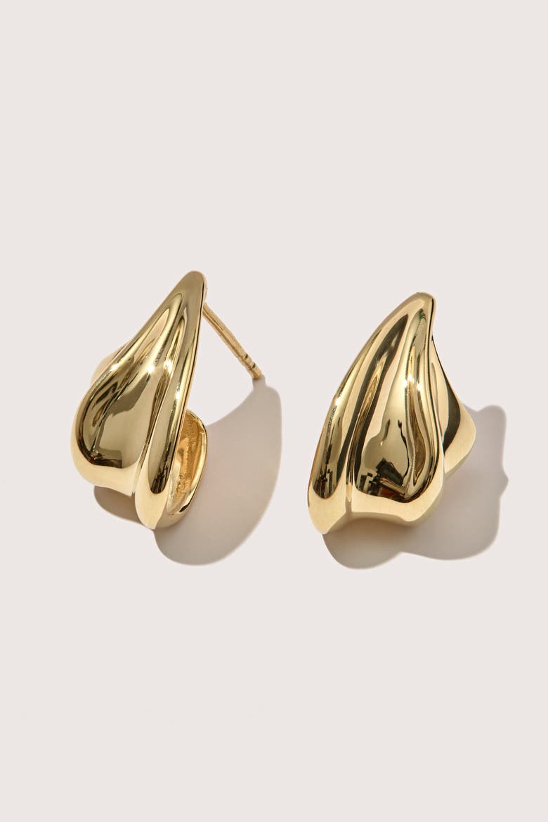 14kt Gold Vermeil Wave Earrings, Main, color, Yellow Toned Gold