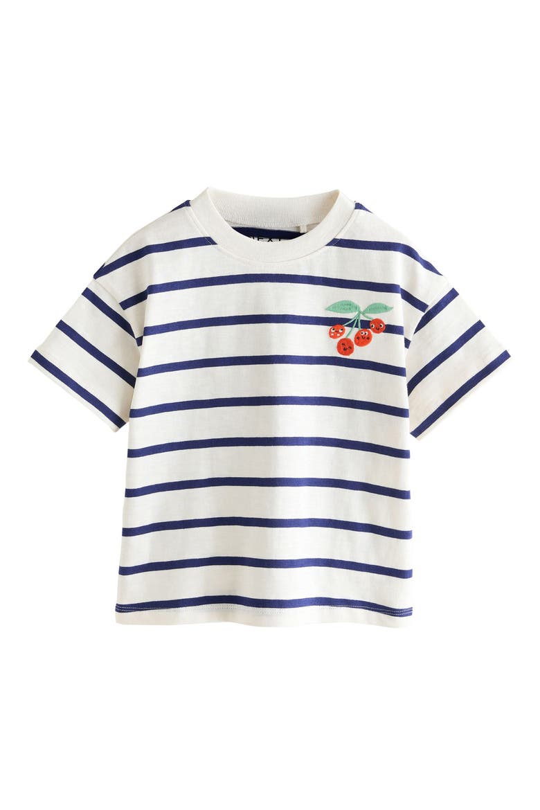 Kids' Stripe Cherry Cotton T-Shirt, Main, color, WHITE BLUE STRIPE