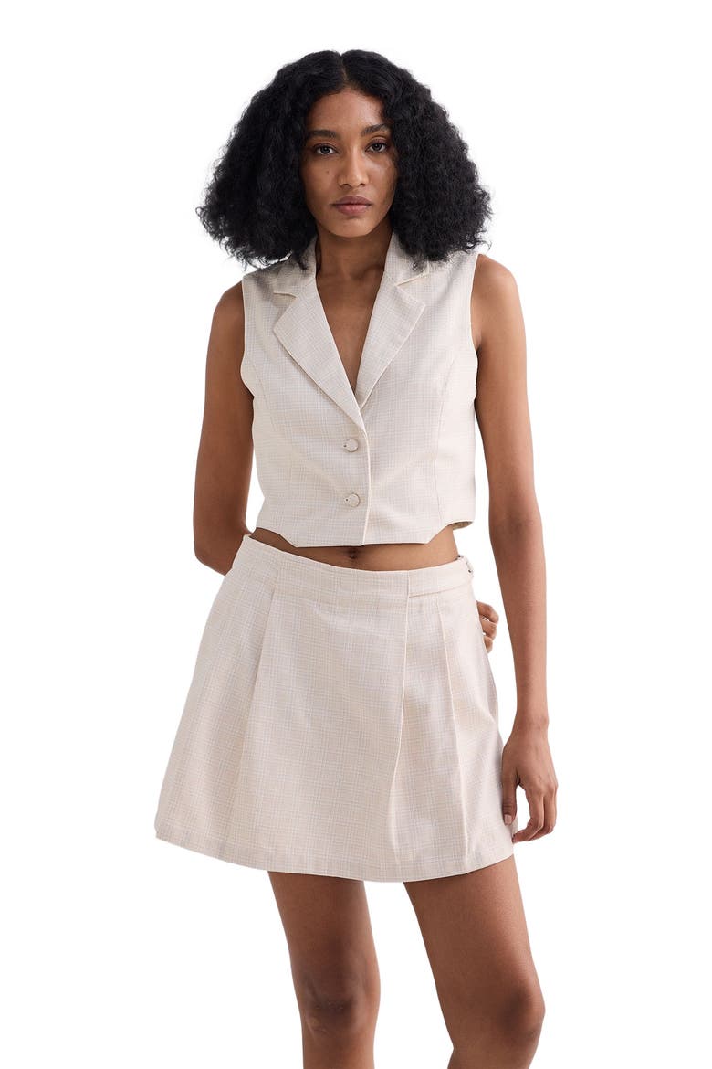 Cropped Cotton Tweed Vest Set in Grey, Alternate, color, Chestnut Twist