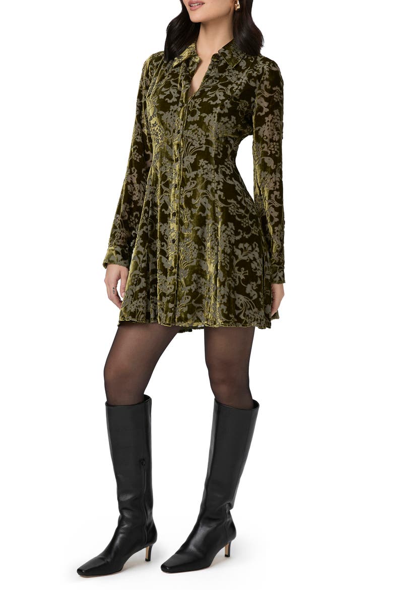Desano Burnout Long Sleeve Shirtdress, Alternate, color, SPANISH MOSS